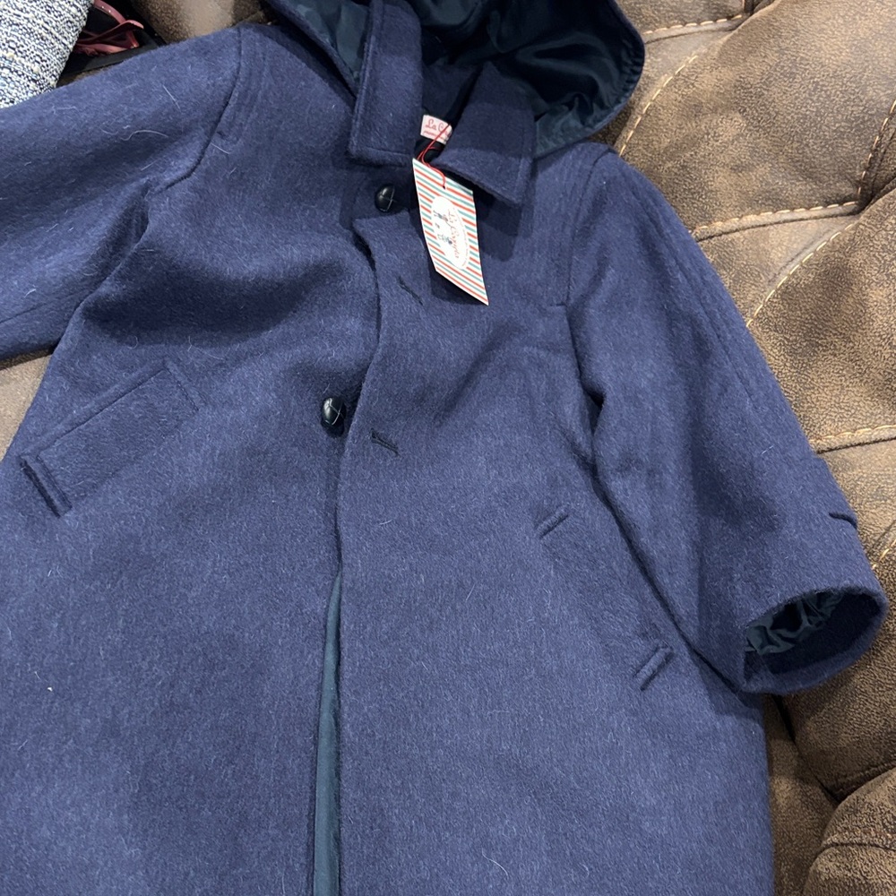 Classic Navy Kids Pea Coat with Hood